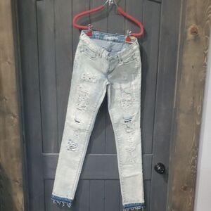 Aeropostale Faded Blue Ripped Skinny Jeans